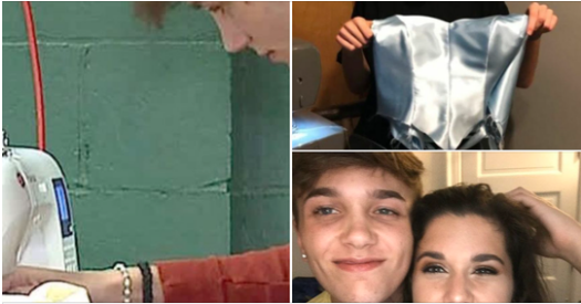Teen can’t afford dream dress, so prom date teaches himself how to make it 